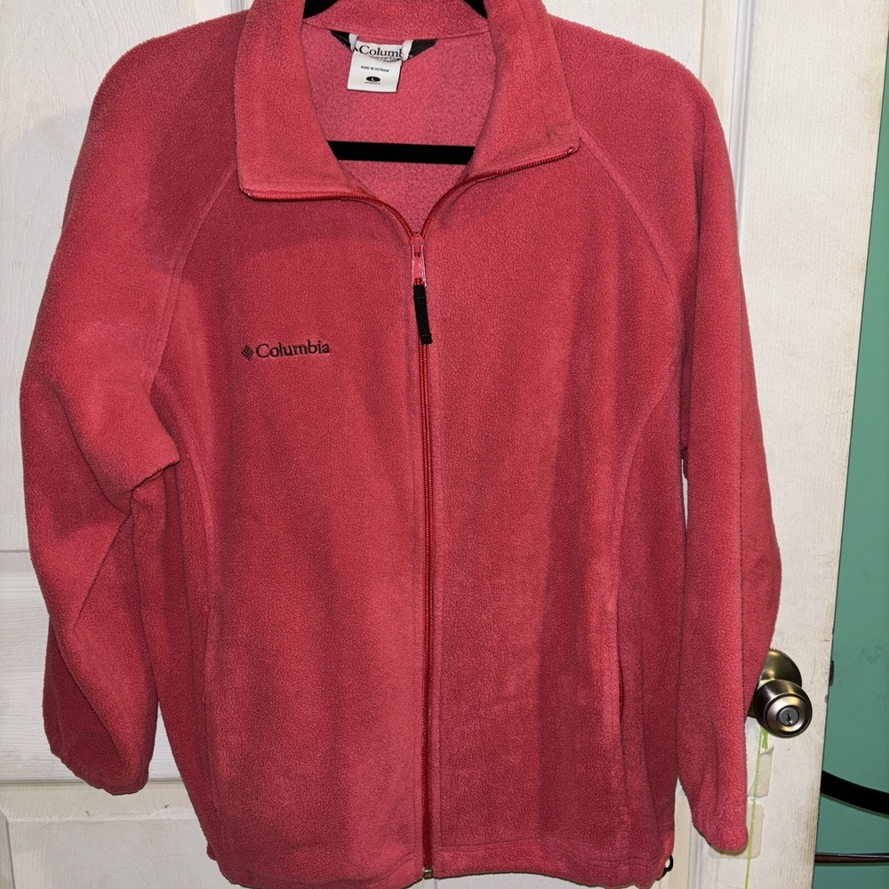 Columbia Orange Coral Fleece Zip Up Jacket Sz Large  Womens